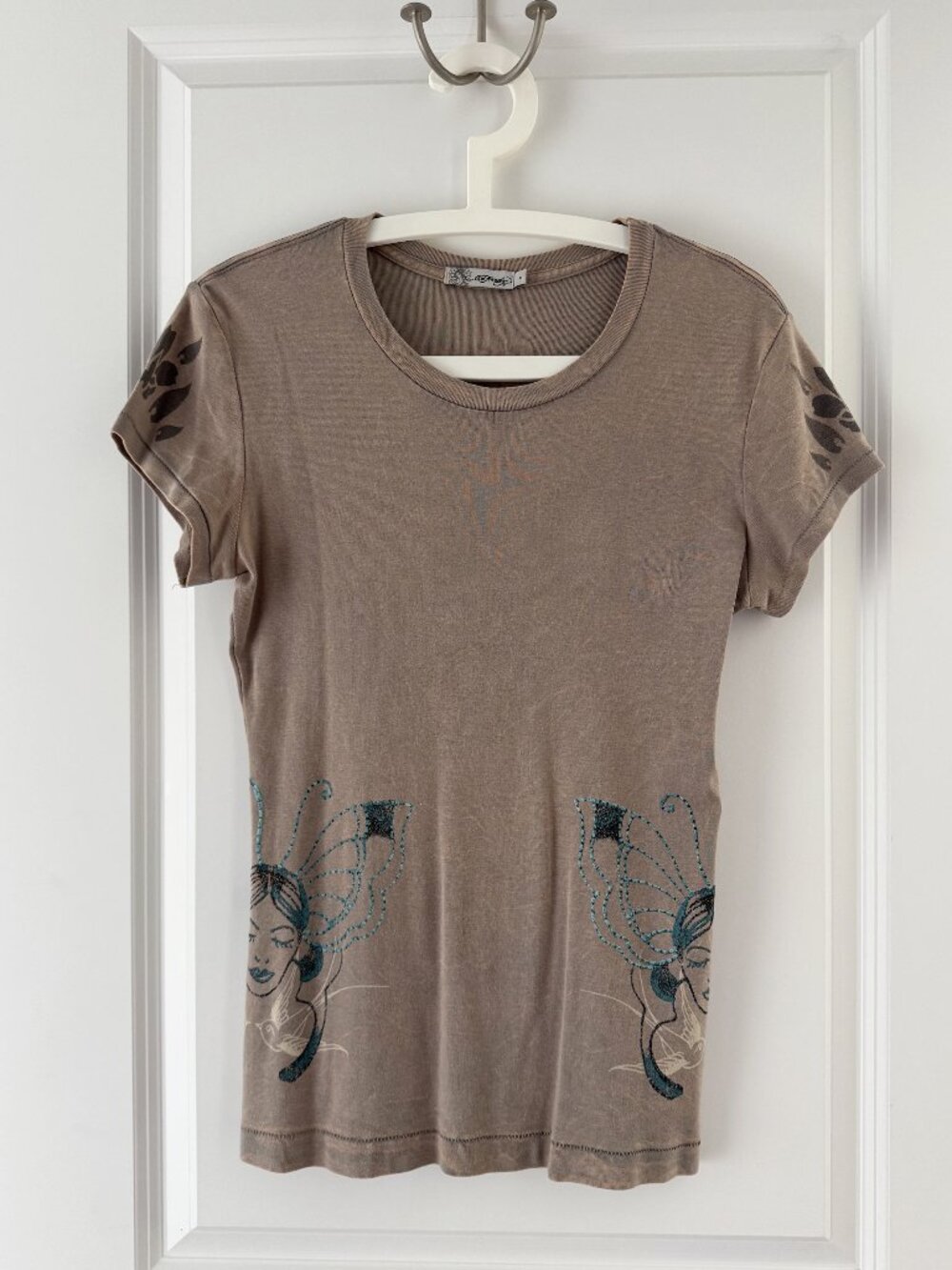 ED HARDY Graphic Tee – Tan/Brown/Olive Tie-Dye – Size S